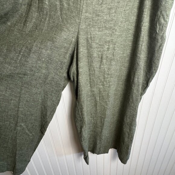 Ella Moss linen blend green wide leg pants elastic waist size 3X A1 - Picture 6 of 9